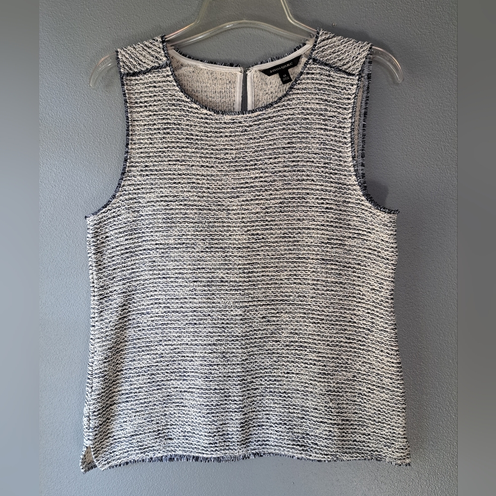 Banana Republic - Navy and Cream Knit Sleeveless Top, Size Medium
